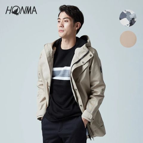 HONMA 本間高爾夫 男款防水風衣外套(S~XXL 駝色 黑迷彩 任選HMFD302W522)