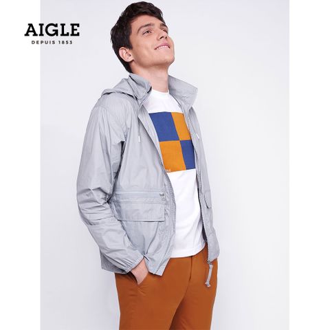AIGLE 男 超輕量防潑外套(AG-1P112A110)-灰色
