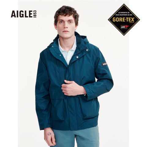 【AIGLE】男 防水透氣風衣(AG-3P132A067 土耳其藍)