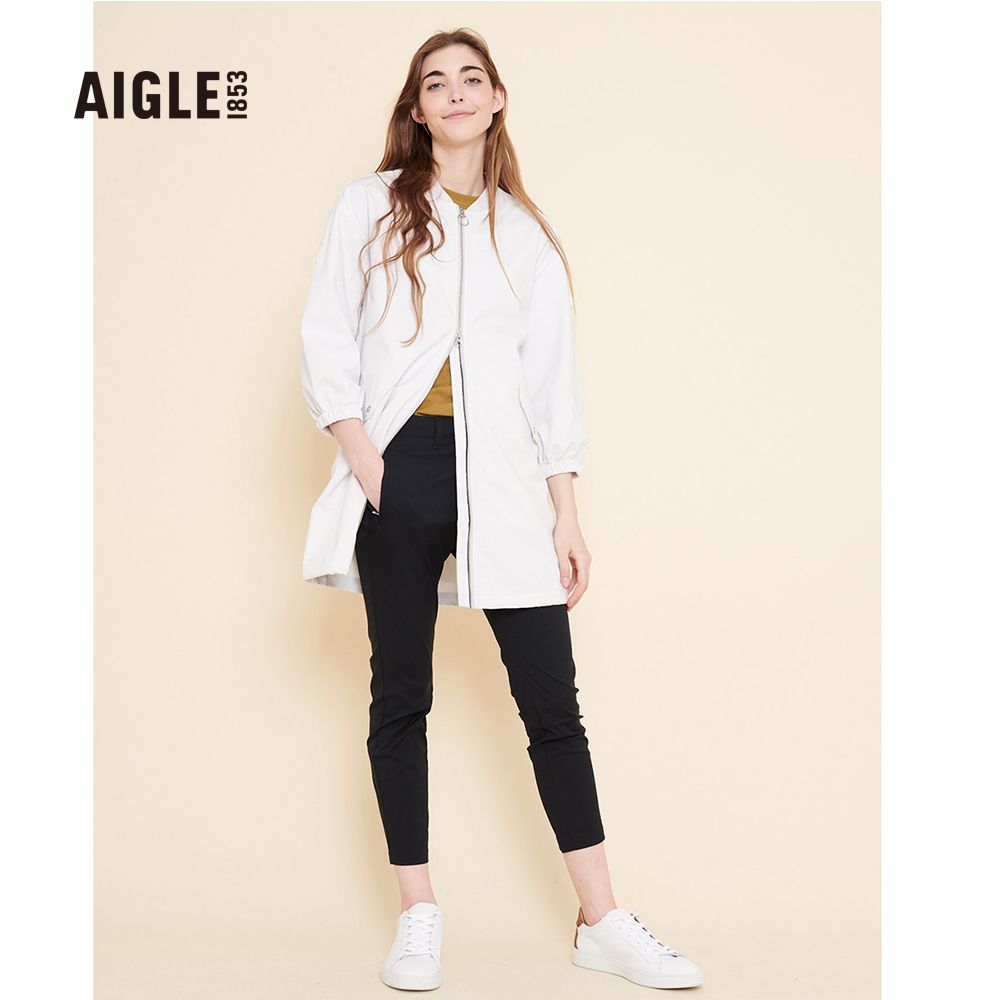 AIGLE  女 軟殼防潑長版外套(AG-0P210A133 灰白)