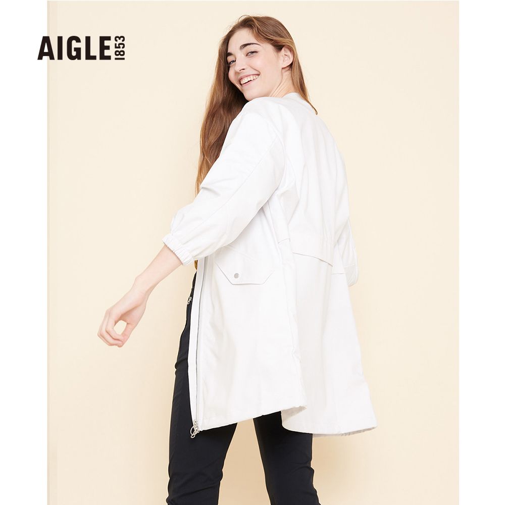 AIGLE  女 軟殼防潑長版外套(AG-0P210A133 灰白)