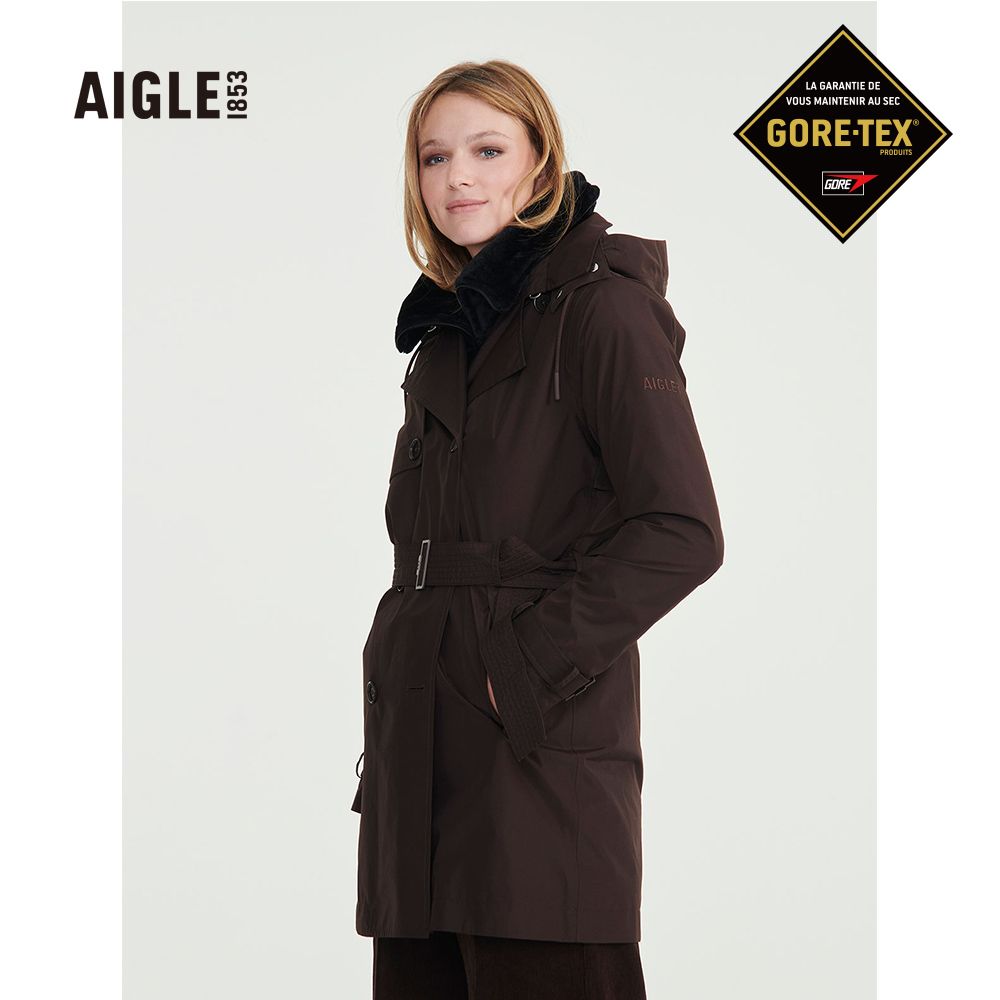 AIGLE  女 GORE-TEX 防水透氣風衣(AG-3AA74A160 咖啡)