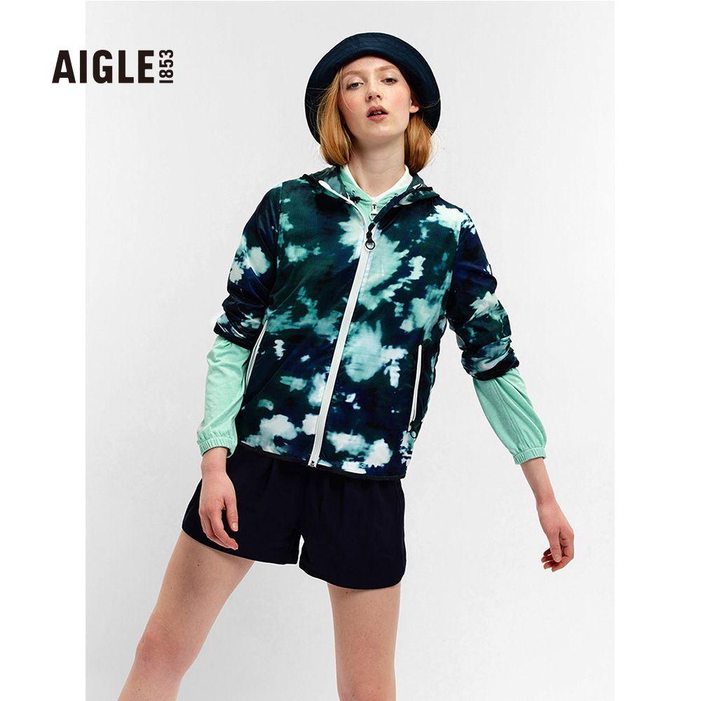 AIGLE  女 超輕量防潑外套(AG-1P216A081 印花綠)