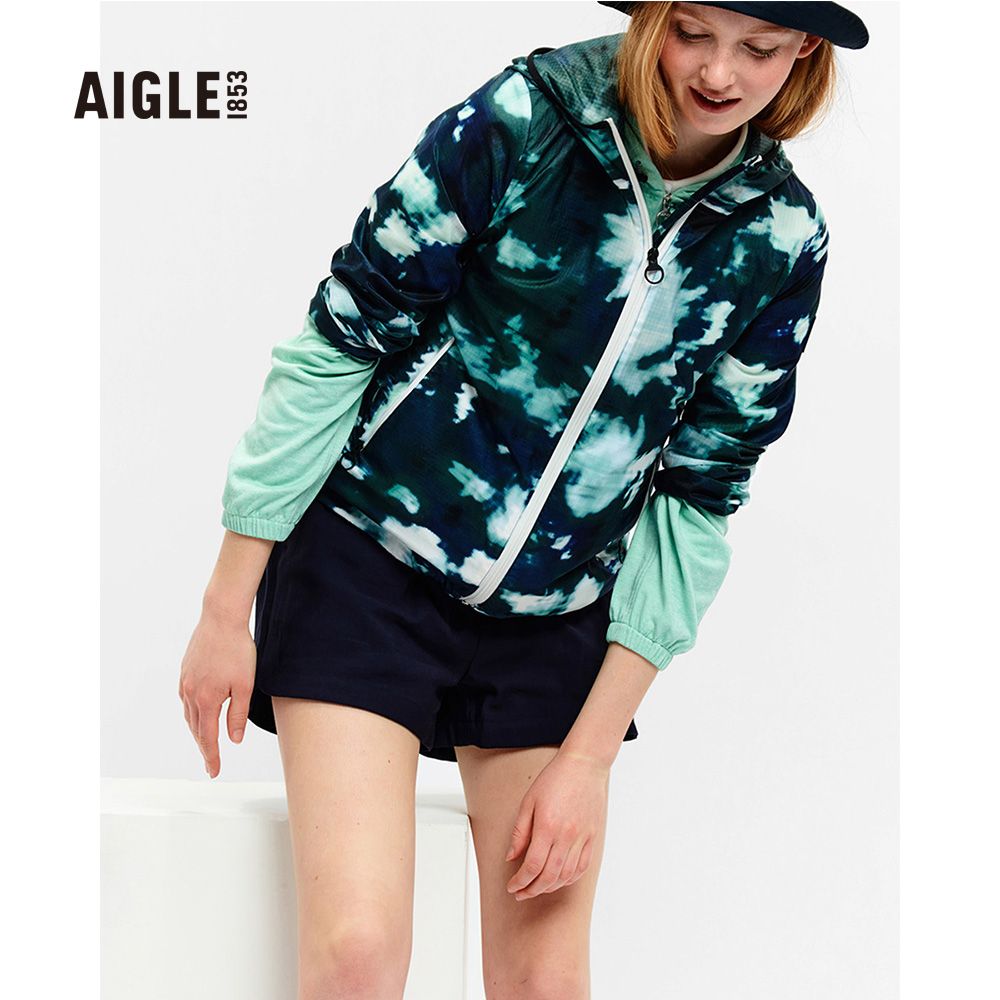 AIGLE  女 超輕量防潑外套(AG-1P216A081 印花綠)