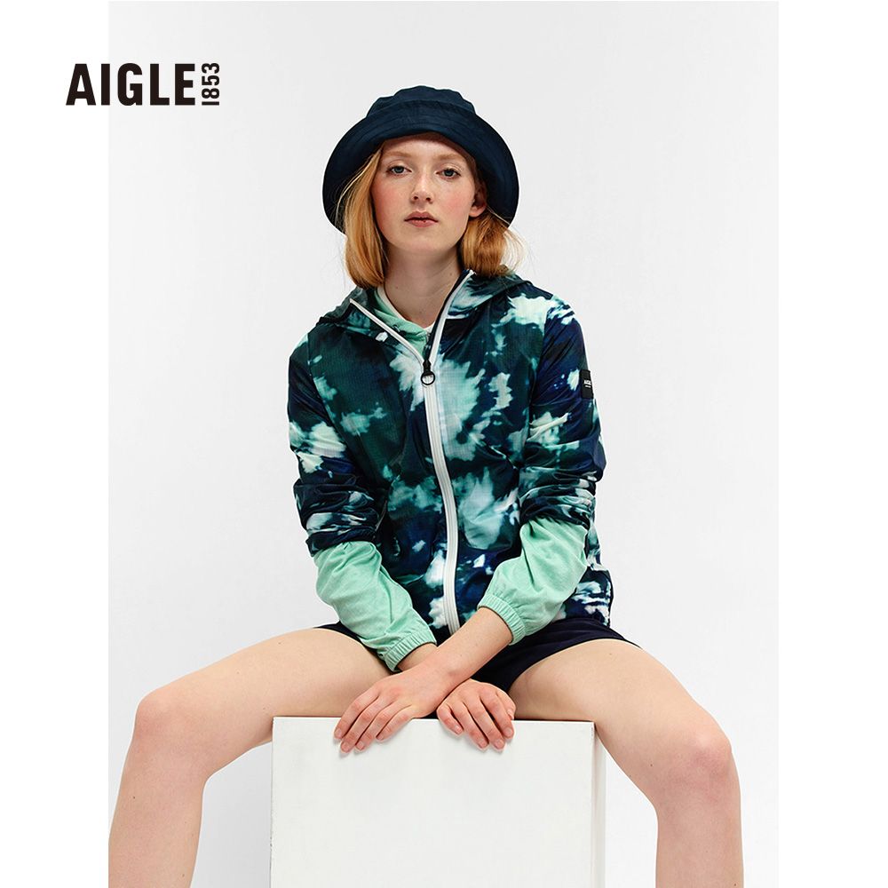 AIGLE  女 超輕量防潑外套(AG-1P216A081 印花綠)