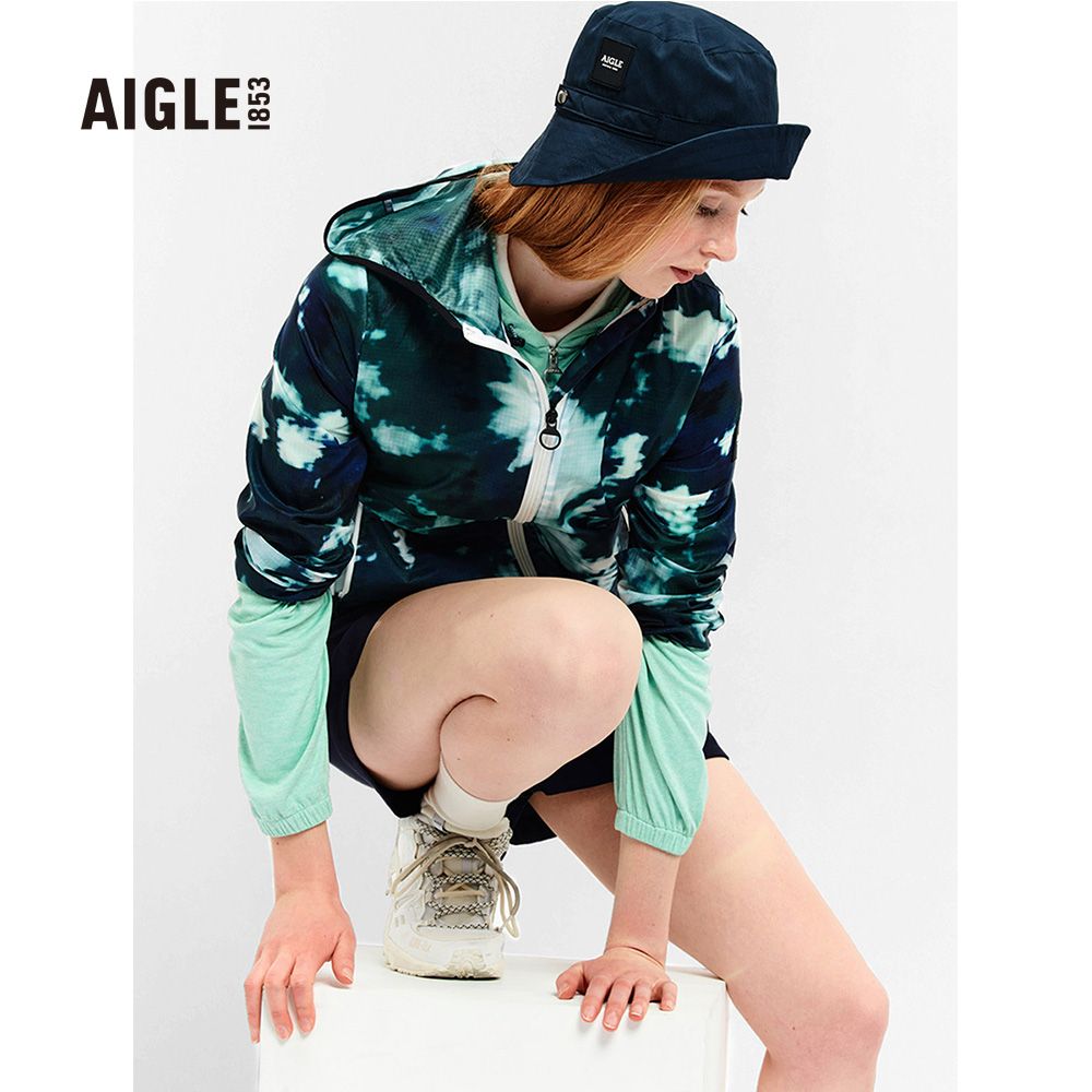 AIGLE  女 超輕量防潑外套(AG-1P216A081 印花綠)