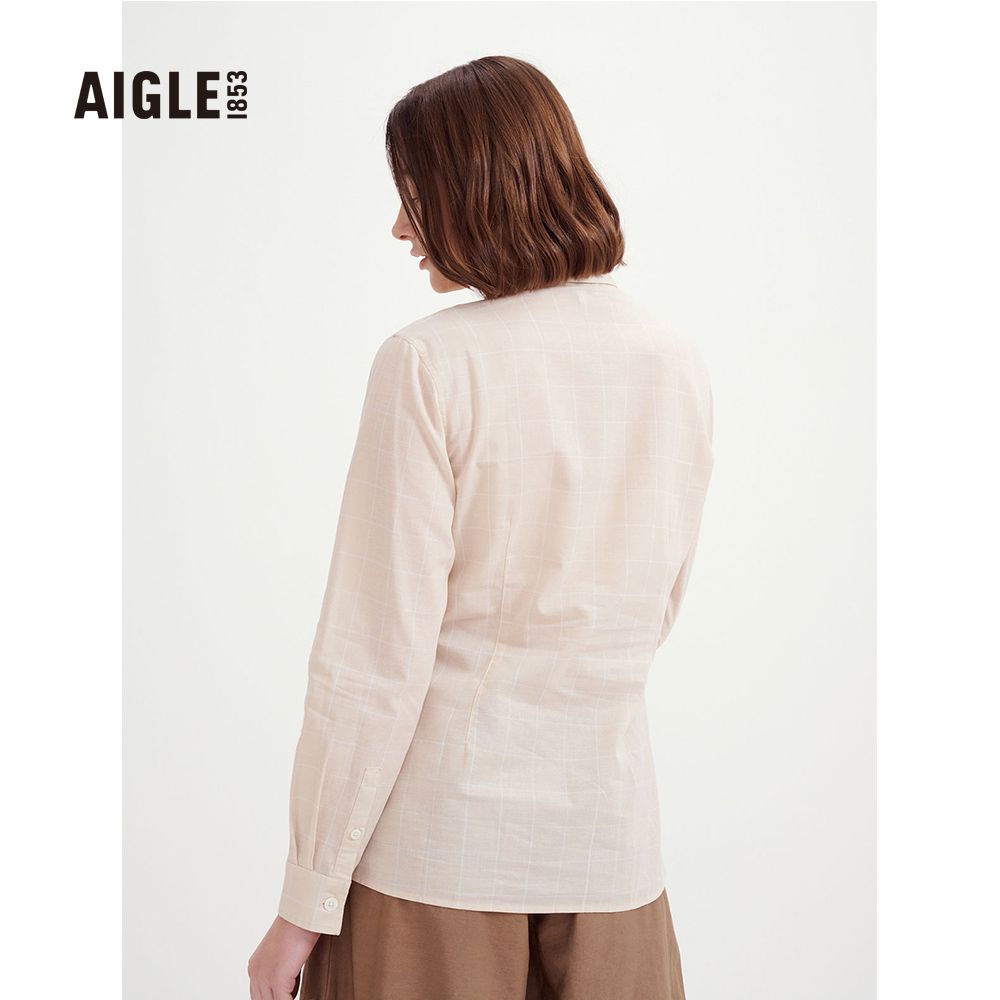 AIGLE  女 格紋長袖襯衫 (AG-3P215A138 淺卡其)