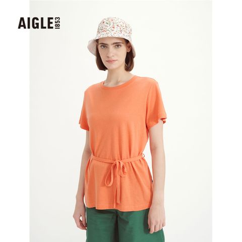 AIGLE 女 抗UV短袖T恤 (AG-3P220A248 杏桃橘)