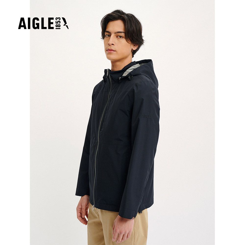 AIGLE 男 GORE-TEX 輕量防水透氣外套 AG-4P131A100 黑色(男外套 防水透氣外套 Goretex)