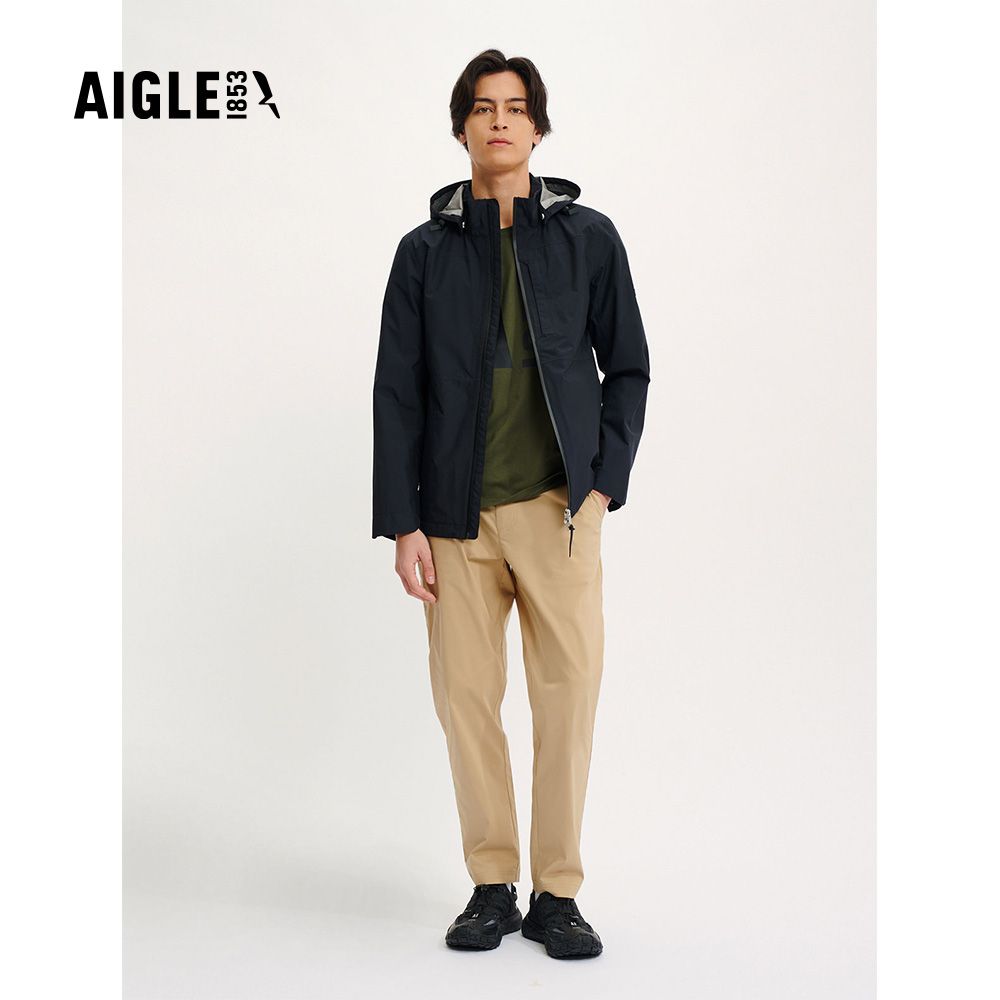 AIGLE 男 GORE-TEX 輕量防水透氣外套 AG-4P131A100 黑色(男外套 防水透氣外套 Goretex)