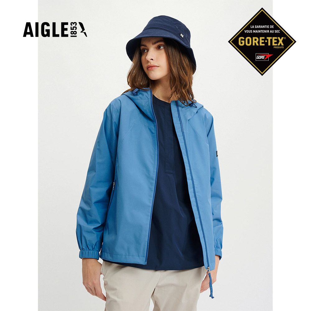 AIGLE 女 GORE-TEX 輕量防水透氣外套AG-4P236A050 藍色(女外套 防水透氣外套 Goretex)