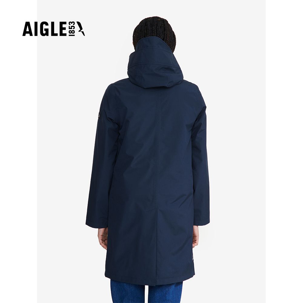 AIGLE 女 GORE-TEX 防水透氣長版外套AG-FAX97A057 深藍(女外套 防水透氣外套 Goretex 女風衣)