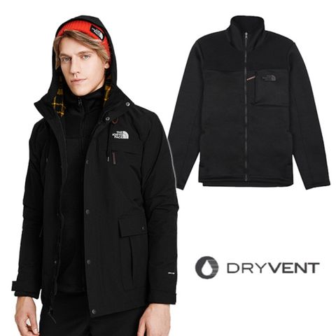 【美國 The North Face】男新款 3合1_防水透氣防風耐磨兩件式外套.夾克.風雨衣_4NBH-JK3 黑 N