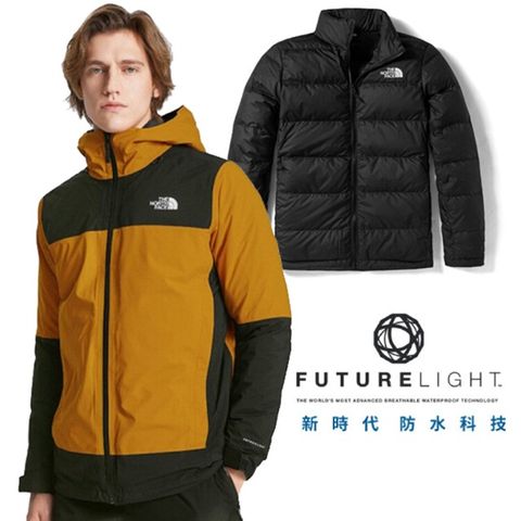【美國 The North Face】男 3合1_FUTURELIGHT 防水透氣防風兩件式外套_4N9T-TBK 黃/黑 N