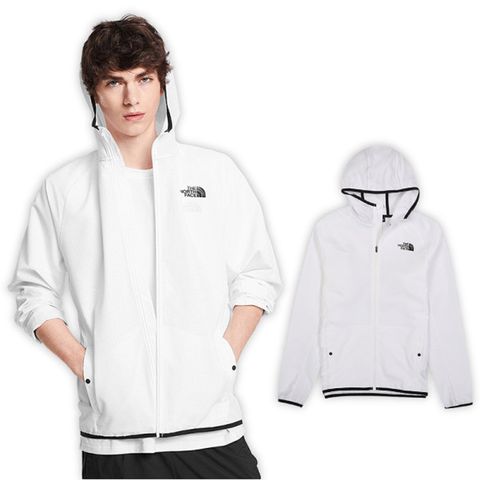【美國 The North Face】男新款 超輕防潑水風衣式連帽外套/夾克_4CL2-FN4 白 N