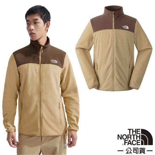 The North Face 北面 男 輕量保暖刷毛立領外套.休閒夾克/柔軟抓絨.居家戶外/8AYK-8HO 石褐棕