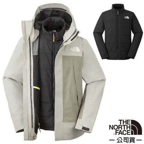 The North Face 北面 男 CLEMENT TRICLIMATE 防風防水透氣二件式連帽外套.風雨衣/DRYVENT科技/82VO-5IF 陶土灰