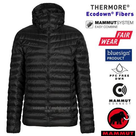 MAMMUT 長毛象 男新款 Albula IN Hooded 輕量保暖防風連帽羽絨外套_1013-01780-0001 黑