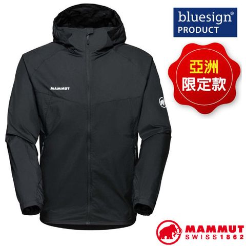 MAMMUT 長毛象 【瑞士  】男 Convey WB Hooded AF 輕量防風透氣連帽外套.夾克.風衣/可壓縮打包.兩側拉鍊口袋/1012-00530-0001 黑