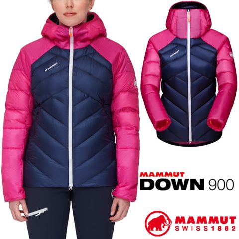 MAMMUT 長毛象 女Taiss IN Hooded 超輕耐磨連帽羽絨保暖外套/1013-02710-50546 海洋藍/桃紅