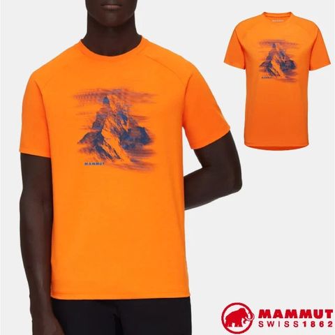 MAMMUT 長毛象 【瑞士  】男款 Mountain 輕量吸濕排汗短袖圓領休閒衫/1017-05290-2258 深柑桔橘