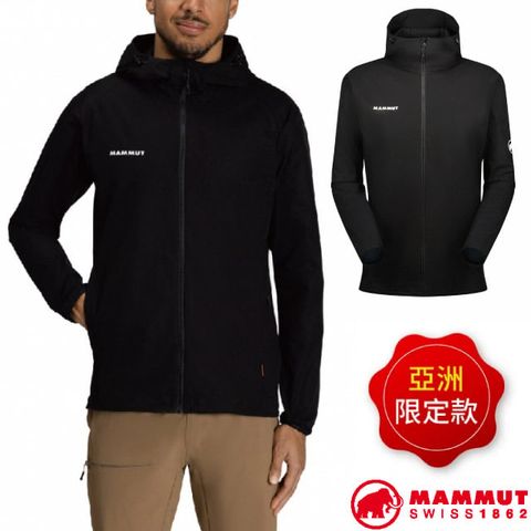 MAMMUT 長毛象 男 GRANITE SO Hooded Jacket AF 防潑水軟殼連帽外套.夾克/DWR防潑水.彈性透氣/1011-00322-0047 黑/白