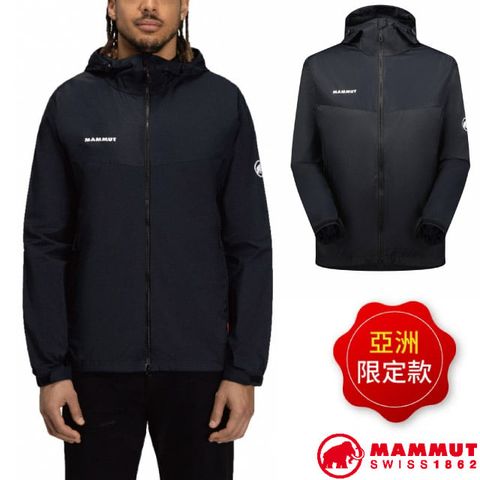 MAMMUT 長毛象 男 Glider 2.0 WB Hooded Jacket AF 輕量防潑水連帽外套.夾克/DWR防潑水.YKK雙向拉鍊/1012-00630-0001 黑