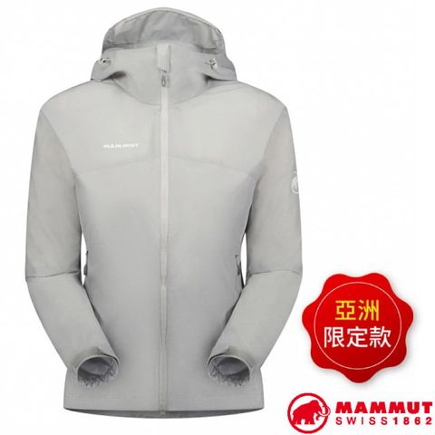 MAMMUT 長毛象 女 Glider 2.0 WB Hooded Jacket AF 輕量防潑水連帽外套.夾克/DWR防潑水.YKK 雙向拉鍊/1012-00640-00697 鉑金灰