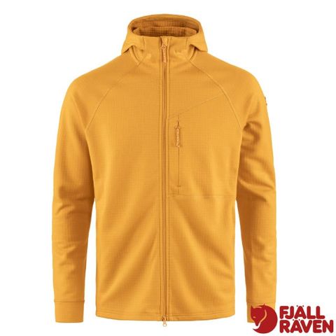 Fjallraven 小狐狸 男 Abisko Grid Fleece Hoodie 輕量保暖連帽刷毛夾克.外套/適登山健行/12600228-161 芥末黃