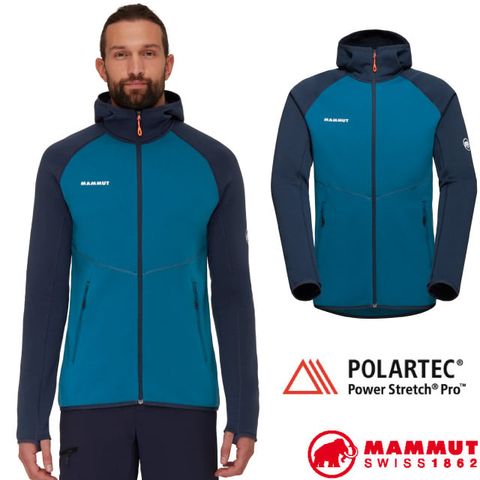 MAMMUT 長毛象 男 Aconcagua 輕量透氣耐磨保暖刷毛連帽外套.夾克.大衣/1014-04282-50554 深冰藍/海洋藍