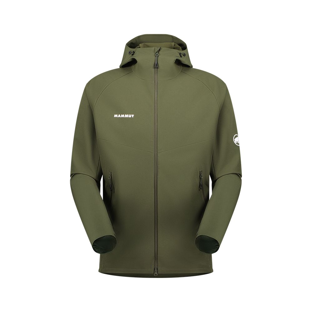 MAMMUT 長毛象 Macun 2.0 SO Hooded Jacket AF Men 日系防潑水軟殼連帽外套 深沼澤綠 男款 #1011-00792