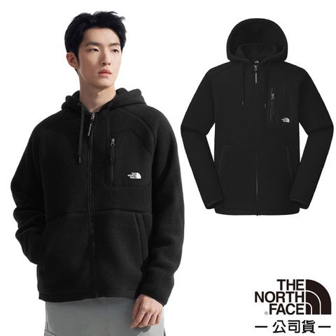 The North Face 北面 男 保暖刷毛連帽外套(亞洲版型).休閒運動夾克/登山健行/81SE-JK3 宇宙黑