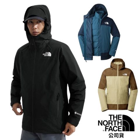 The North Face 北面 男 GORE-TEX 防風防水透氣二件式連帽外套(亞洲版型).風雨衣/內件550蓬鵝絨夾克/83RR