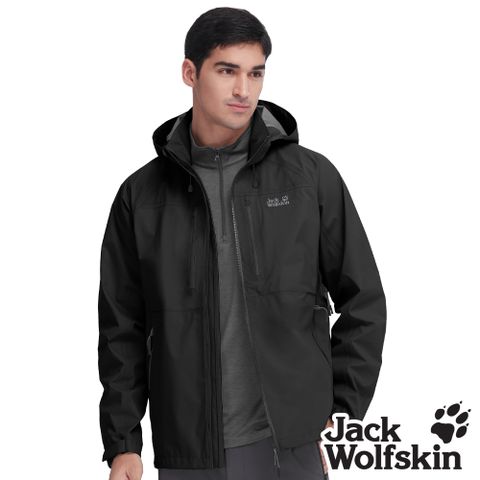 【Jack wolfskin 飛狼】男 Air Wolf 3L 輕量防風防水透氣外套 帥氣衝鋒衣 單件式『靜謐黑』