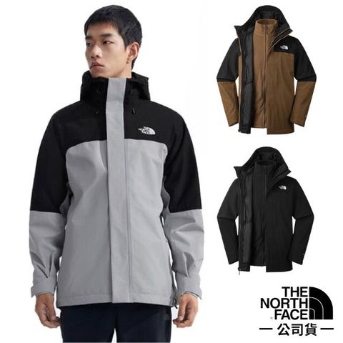 The North Face 北面 男 DRYVENT 防水透濕二合一兩件式連帽保暖外套.夾克.風衣/耐用耐磨.抓絨內件聚熱鎖溫/89ZP