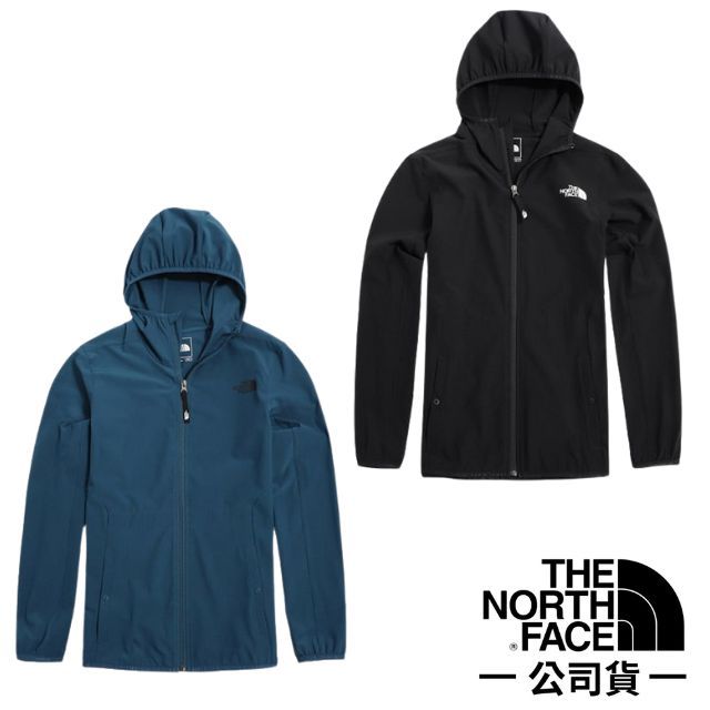 The North Face 北面 男 登山4D彈性防潑水耐磨連帽薄外套(抗臭+吸濕排汗).機能性風衣.運動夾克.適登山健行旅遊/5B3Y