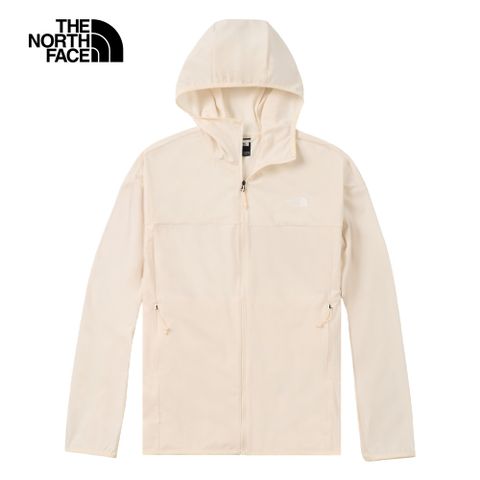 The North Face北面女款米白色舒適透氣連帽外套｜8EYHQLI