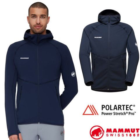 【MAMMUT 長毛象】男 Aconcagua 輕量透氣耐磨保暖刷毛連帽外套/1014-04282-5118 海洋藍
