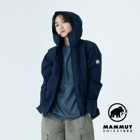 【Mammut 長毛象】Treeline Light HS Hooded Jacket GTX輕量防水連帽外套 女款 海洋藍 #1010-31520
