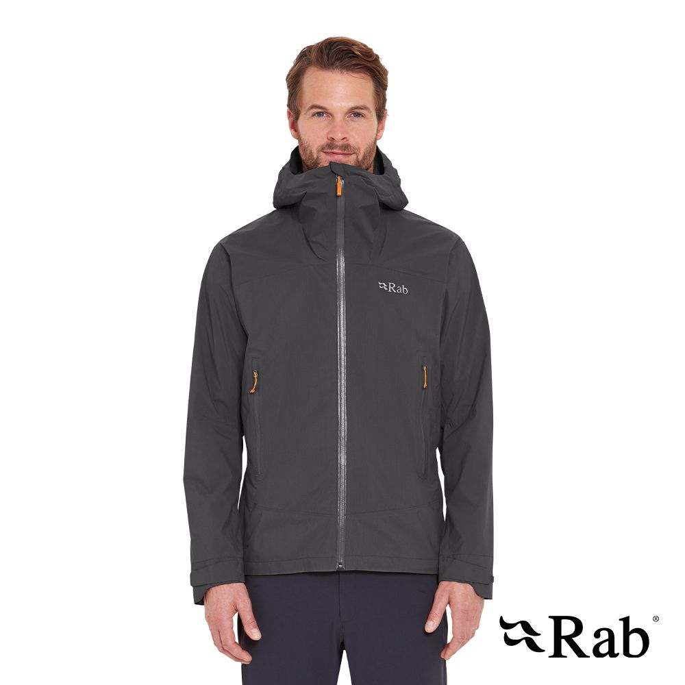 RAB Downpour Light Jacket 輕量防風防水連帽外套 男款 煤炭黑 #QWG90