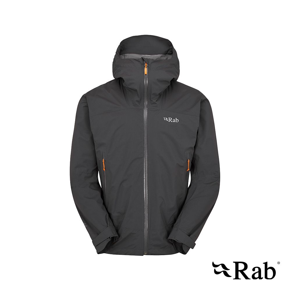 RAB Downpour Light Jacket 輕量防風防水連帽外套 男款 煤炭黑 #QWG90