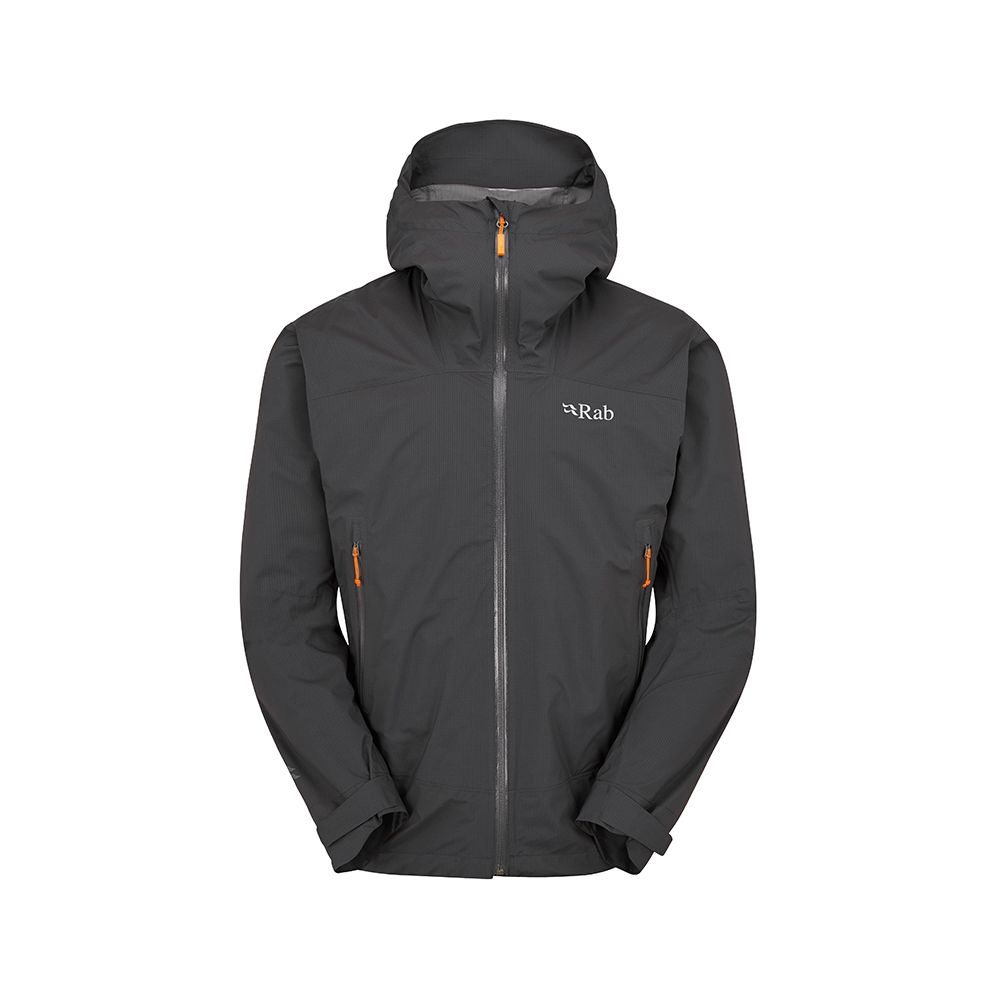 RAB Downpour Light Jacket 輕量防風防水連帽外套 男款 煤炭黑 #QWG90