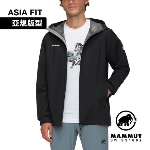 MAMMUT 長毛象 Linard Light HS Hooded Jacket AF Men 輕量防風防水連帽外套 黑色 男款 #1010-31950