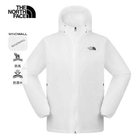 The North Face北面男款白色DWR防潑水連帽外套｜8AUQBX6