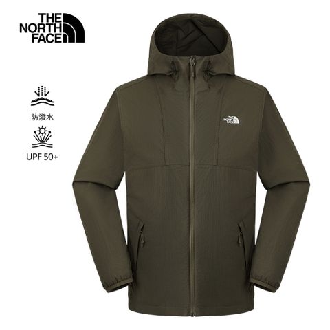 The North Face北面男款灰褐色DWR防潑水連帽外套｜8EZY21L