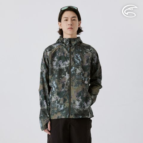 男COOL鈦降溫抗UV撥水連帽印花外套 AJ2511018 樹木黑棕 (M-3XL)
