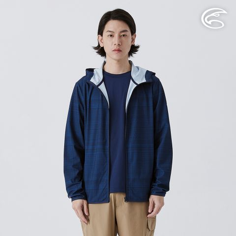 男超涼感防曬印花外套 AJ2511053 藍格 (M-2XL)