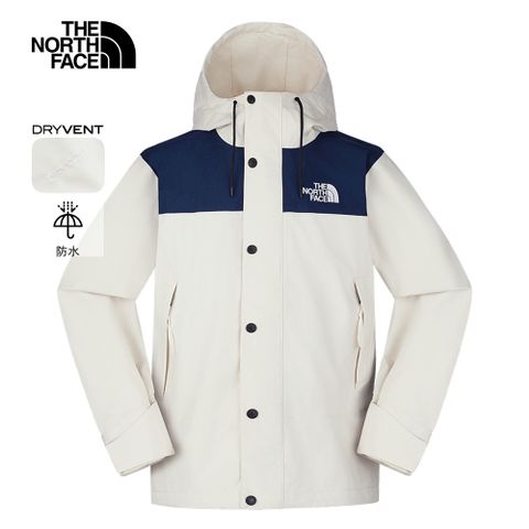 The North Face北面男款白色DryVent防水透氣衝鋒衣｜8FZMAEJ 外套