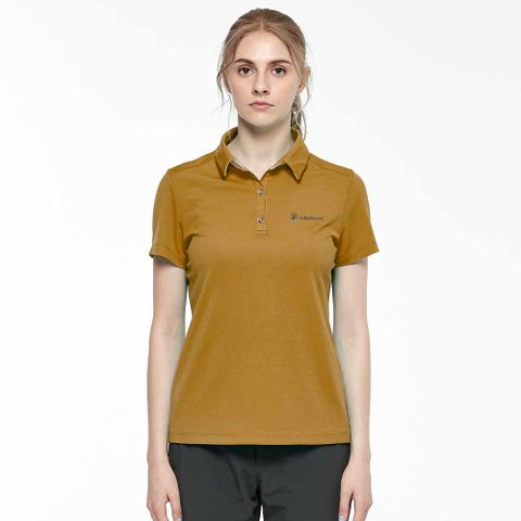 【WILDLAND荒野】女彈性抗UV防蚊POLO上衣黃土
