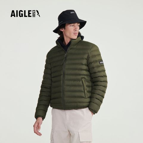 【AIGLE】男 防潑保暖外套｜AG-FAN61A080 軍綠 (保暖外套 鋪棉外套 防潑水)